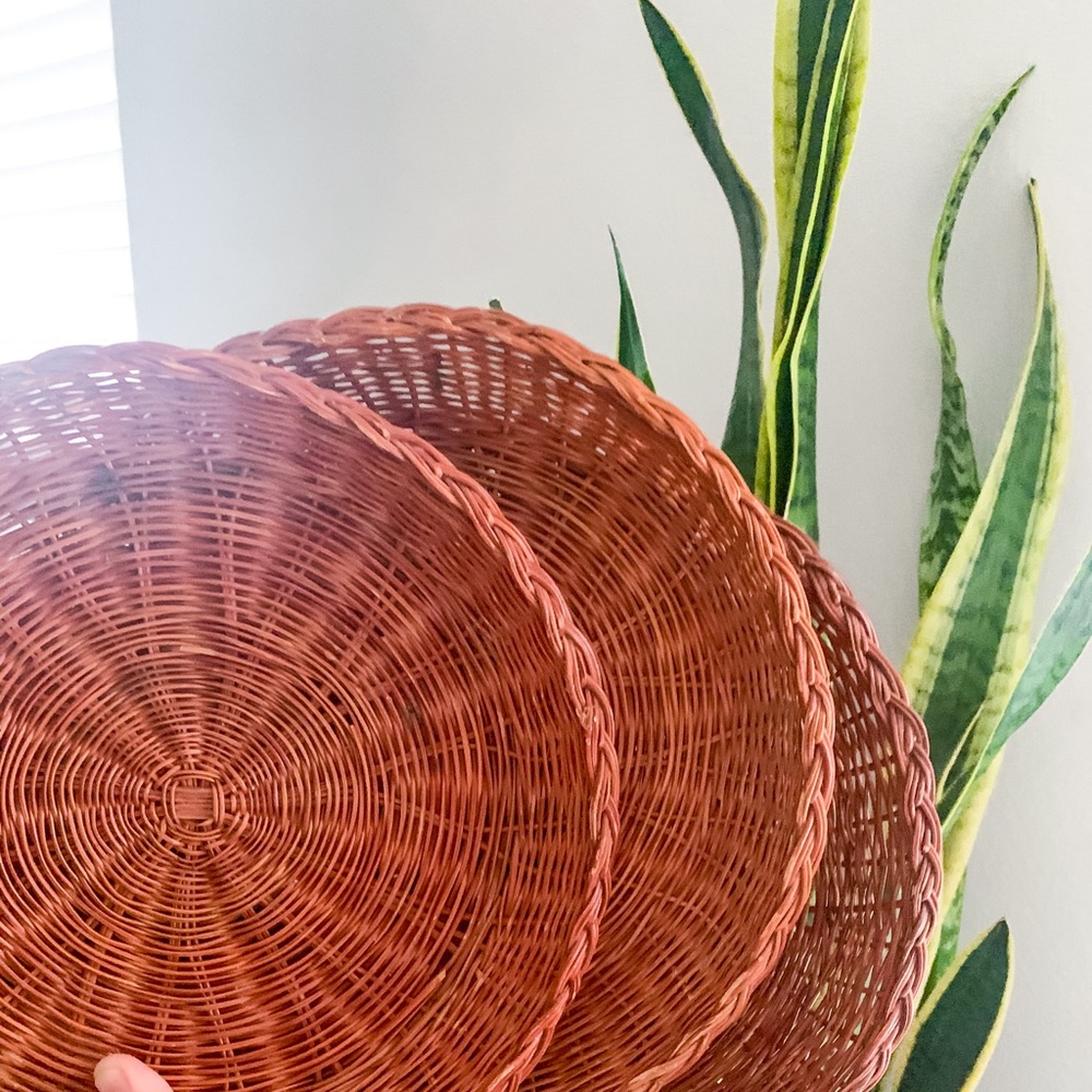 Wicker chargers or wall hanging baskets
